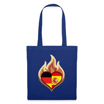 Germany Spain Flag Heart on Fire - Stoffbeutel - Royalblau - Vorne