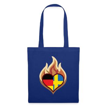 Germany Sweden Flag Heart on Fire - Stoffbeutel - Royalblau - Vorne