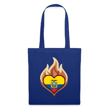 Ecuador Flag Heart on Fire - Stoffbeutel - Royalblau - Vorne