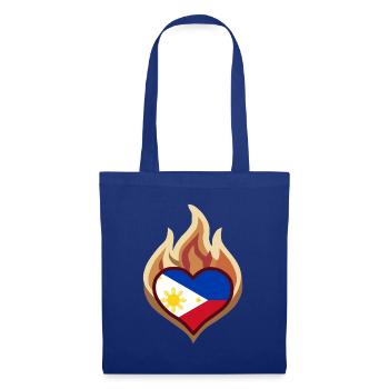Philippines Flag Heart on Fire - Stoffbeutel - Royalblau - Vorne