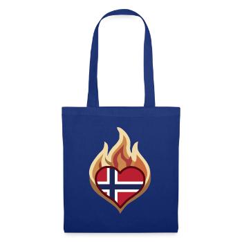 Norway Flag Heart on Fire - Stoffbeutel - Royalblau - Vorne