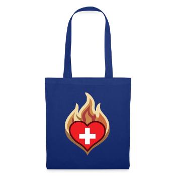 Switzerland Flag Heart on Fire - Stoffbeutel - Royalblau - Vorne