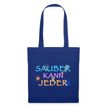 Sauber kann Jeder, witziger Spruch - Stoffbeutel - Royalblau - Vorne