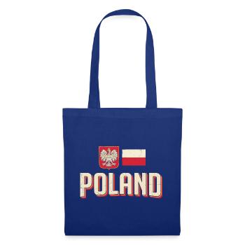 Polen Emblem Retro Flagge - Stoffbeutel - Royalblau - Vorne