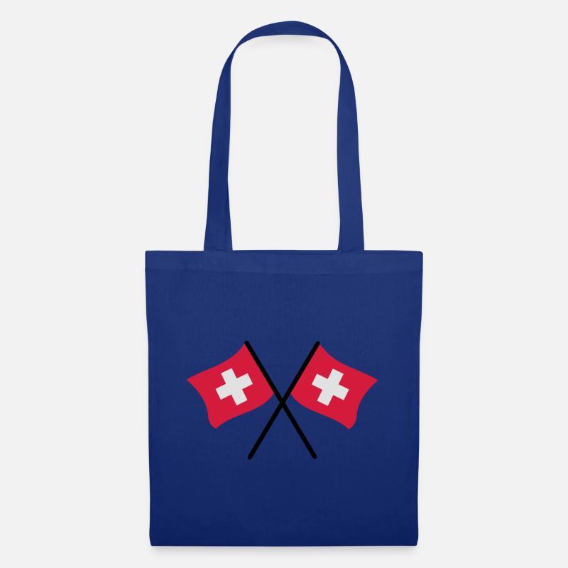 Schweizer Flaggen - Stoffbeutel - Royalblau