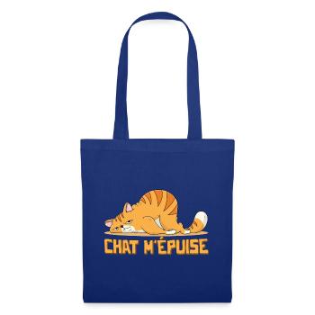 Chat m'épuise Cadeaux Humour Chat Chaton - Sac en tissu - bleu royal - Devant