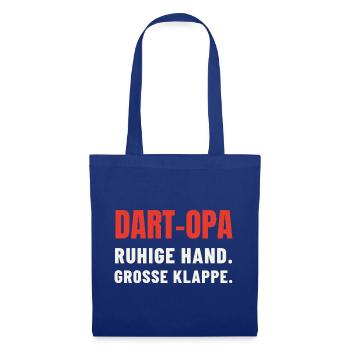 Dart Opa Geschenk: Ruhige Hand, große Klappe - Stoffbeutel - Royalblau - Vorne