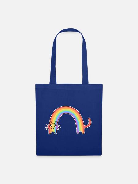 Regenbogenkatze. Buntes Design der Katze * - Stoffbeutel - Royalblau