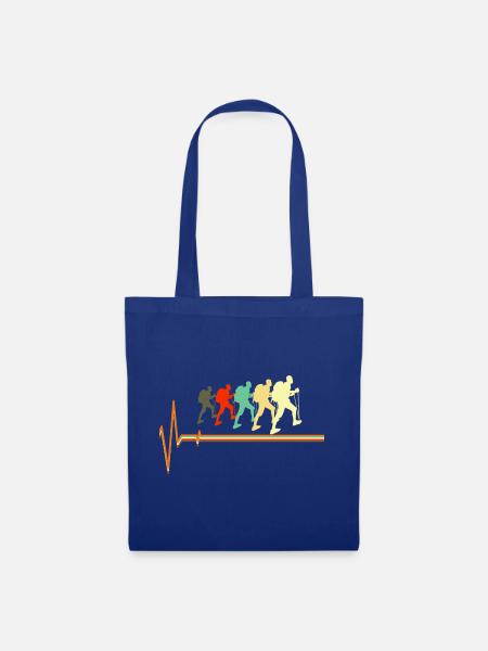 Retro-Wander-Heartbeat-Puls-Silhouette - Stoffbeutel - Royalblau