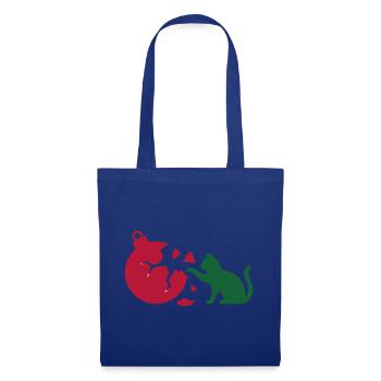 Katze Christbaumkugel Grafik - Stoffbeutel - Royalblau - Vorne