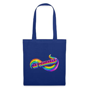 Sei du selbst, Regenbogenband - Stoffbeutel - Royalblau - Vorne