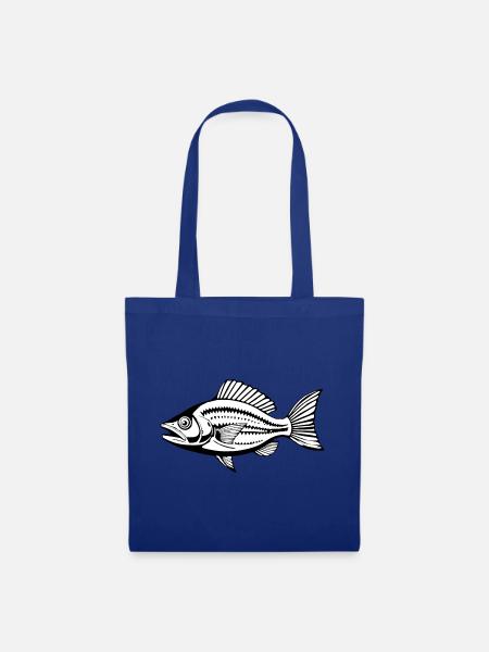 Fisch schwarzweiß Angelsport Geschenk Angler Fish - Stoffbeutel - Royalblau