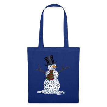 Glücklicher wirbelnder Schneemann - Stoffbeutel - Royalblau - Vorne