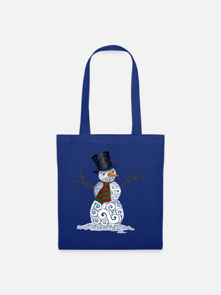 Bonhomme de neige Swirly heureux - Sac en tissu - bleu royal