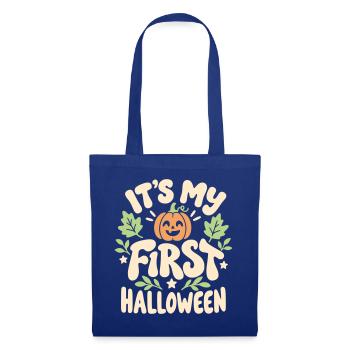 Erstes süßes Halloween-Kürbisbaby - Stoffbeutel - Royalblau - Vorne