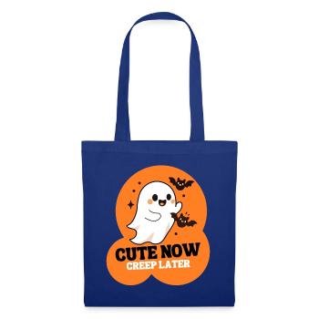Cute Now Creep Later Halloween Shirt – Süßer Geist - Stoffbeutel - Royalblau - Vorne
