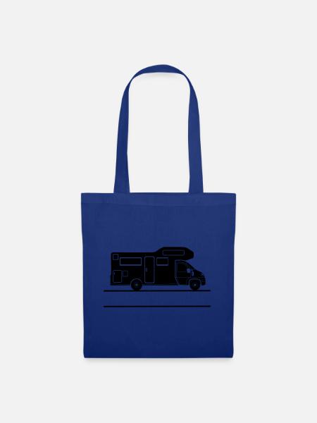 Camper-Silhouette mit Namensraum - Stoffbeutel - Royalblau