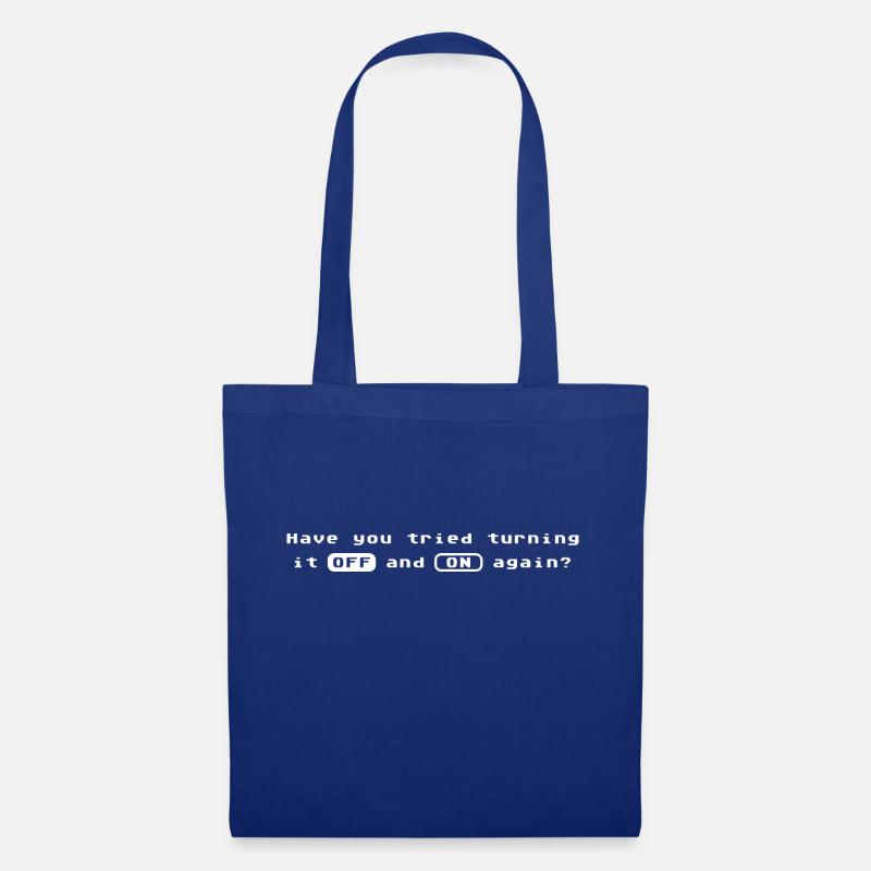 Computer Quote - OFF and ON Again Tech Support - Tote Bag - royal blue