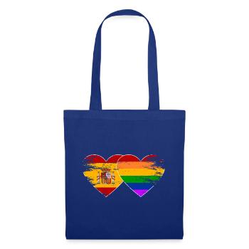 Spanien Regenbogen Flagge Herz used - Stoffbeutel - Royalblau - Vorne