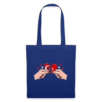 Türkei Frauenhände Herzpuzzle - Stoffbeutel - Royalblau - Vorne