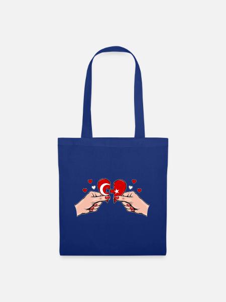 Türkei Frauenhände Herzpuzzle - Stoffbeutel - Royalblau