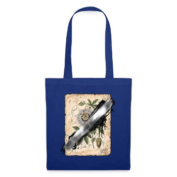 Botanische Illustration mit Vandal Übermalung - Stoffbeutel - Royalblau - Vorne