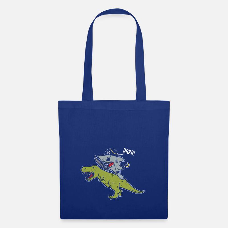 Hai reitet Dinosaurier - Stoffbeutel - Royalblau