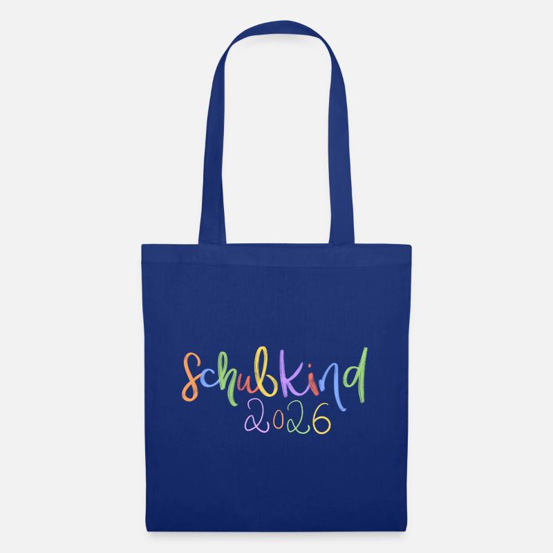 Schulkind 2026 Regenbogen Schrift - Stoffbeutel - Royalblau
