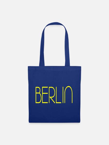 Berlin gelbe Schrift - Stoffbeutel - Royalblau
