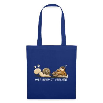 Wer bremst verliert Faultier Schnecke Tierhumor - Stoffbeutel - Royalblau - Vorne