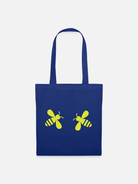 Neonbienen-Duo - Stoffbeutel - Royalblau