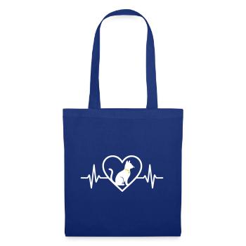 Cat Heart Silhouette Feline Cute Pet Lover - Tote Bag - royal blue - Front