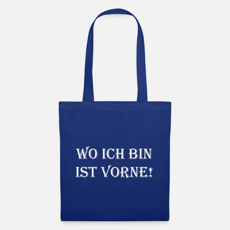 Wo ich bin ist vorne – Distressed Typografie - Stoffbeutel - Royalblau