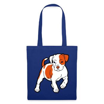 Orangener Hund Cartoon Muster - Stoffbeutel - Royalblau - Vorne