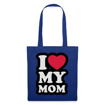 I love my mom - J'aime ma maman - Sac en tissu - bleu royal - Devant