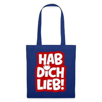 Hab dich lieb Herz Rot Weiß - Stoffbeutel - Royalblau - Vorne