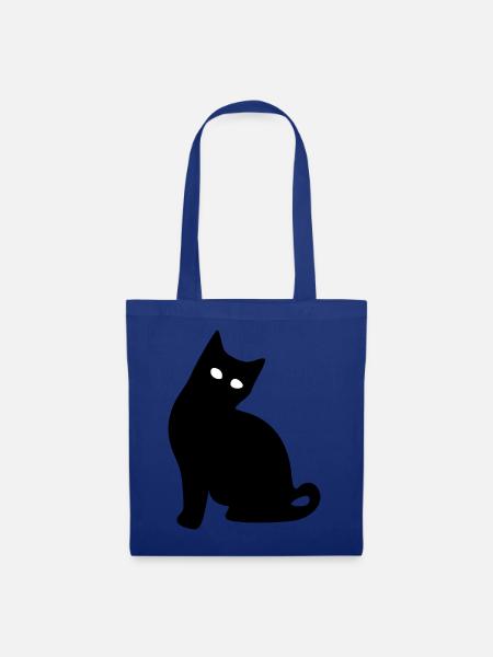 Katze Silhouette schwarz Geschenk Katzenliebhaber - Stoffbeutel - Royalblau