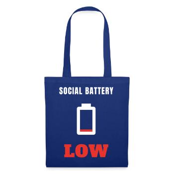 Social Battery Low - Introvert Spruch Statement - Stoffbeutel - Royalblau - Vorne