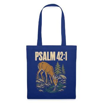 Psalm 42 1 Hirsch am Wasser Bibelvers Christlich - Stoffbeutel - Royalblau - Vorne