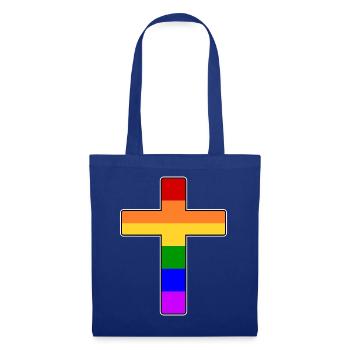 Kreuz Regenbogen - Stoffbeutel - Royalblau - Vorne