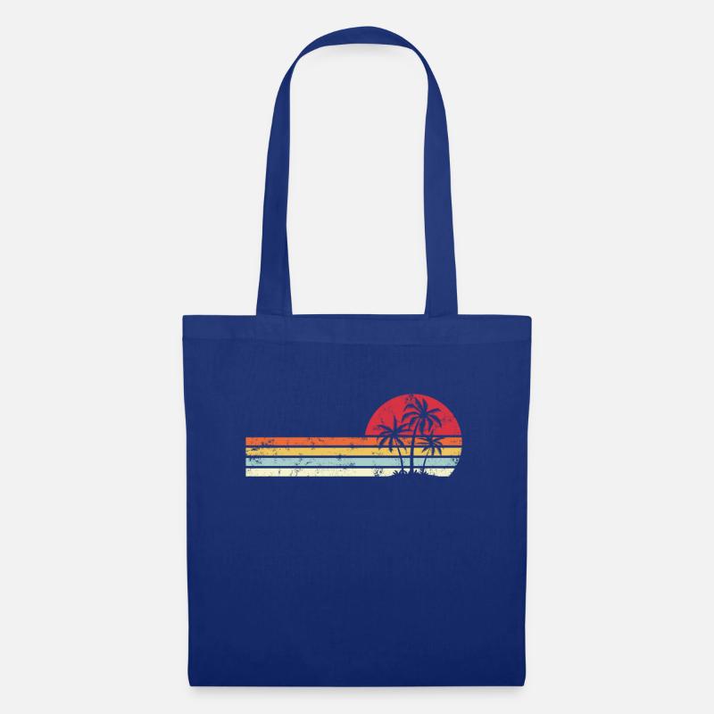 Palm Tree Retro Style Tropical Beach Pacific Ocean - Stoffbeutel - Royalblau