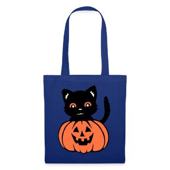 Halloween Chat Noir Citrouille Automne Effrayant Effrayant - Sac en tissu - bleu royal - Devant