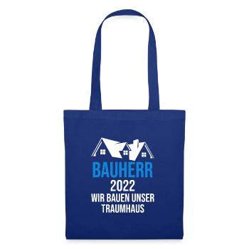 Bauherr Hausbau Eigenheim Richtfest 2022 - Stoffbeutel - Royalblau - Vorne