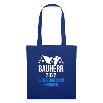 Bauherr Hausbau Eigenheim Richtfest 2022 - Stoffbeutel - Royalblau - Vorne