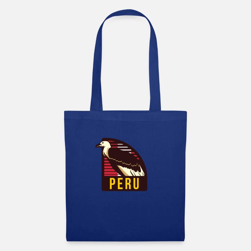 Peru Flagge Condor Peruaner Sur Andes Inca Machu - Stoffbeutel - Royalblau