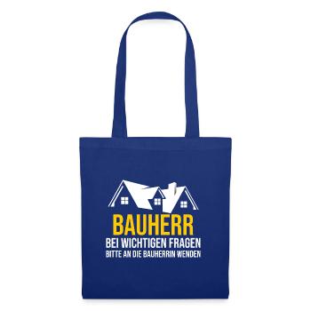 Bauherr Hausbau Eigenheim Richtfest 2022 - Stoffbeutel - Royalblau - Vorne