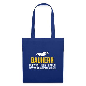 Bauherr Hausbau Eigenheim Richtfest 2022 - Stoffbeutel - Royalblau - Vorne