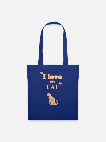 Katze ich liebe mein Haustier - Stoffbeutel - Royalblau