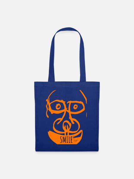 Oranges Doodle-Lächeln - Stoffbeutel - Royalblau