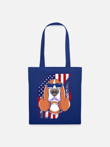 Basset Hound - Stoffbeutel - Royalblau